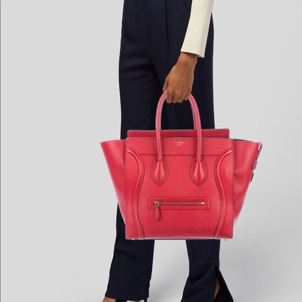 (SOLD) Red Celine Mini Luggage Tote - Picture 2 of 10